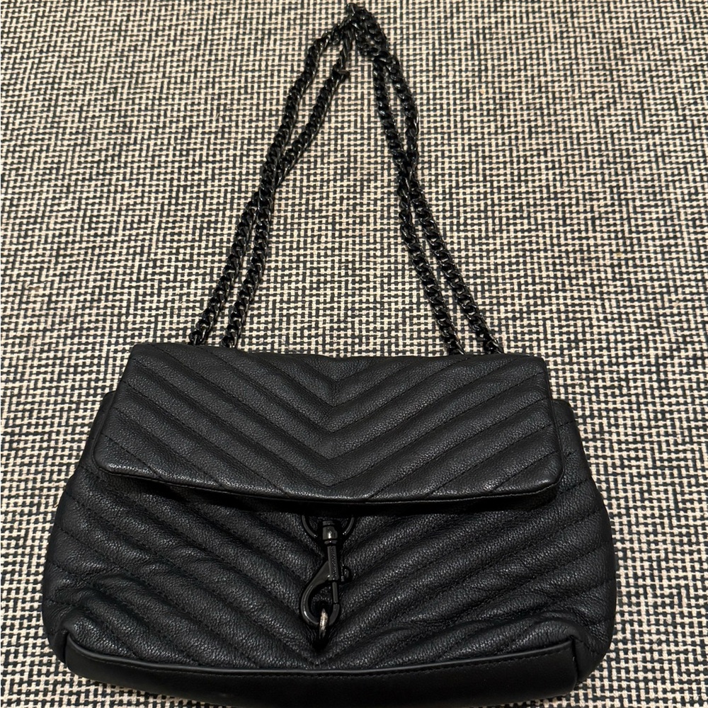 Rebecca Minkoff Black Quilted Chain-Handle Women's Shoulder Bag